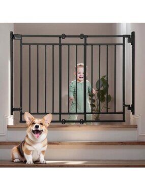 COMOMY 27.5-43" Baby Gate No Bottom Bar for Stairs and Doorways Black
